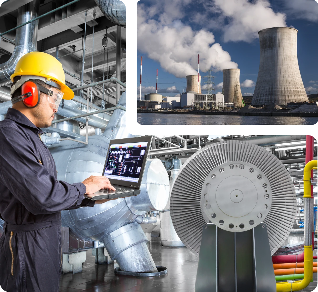 Cooling towers emitting steam