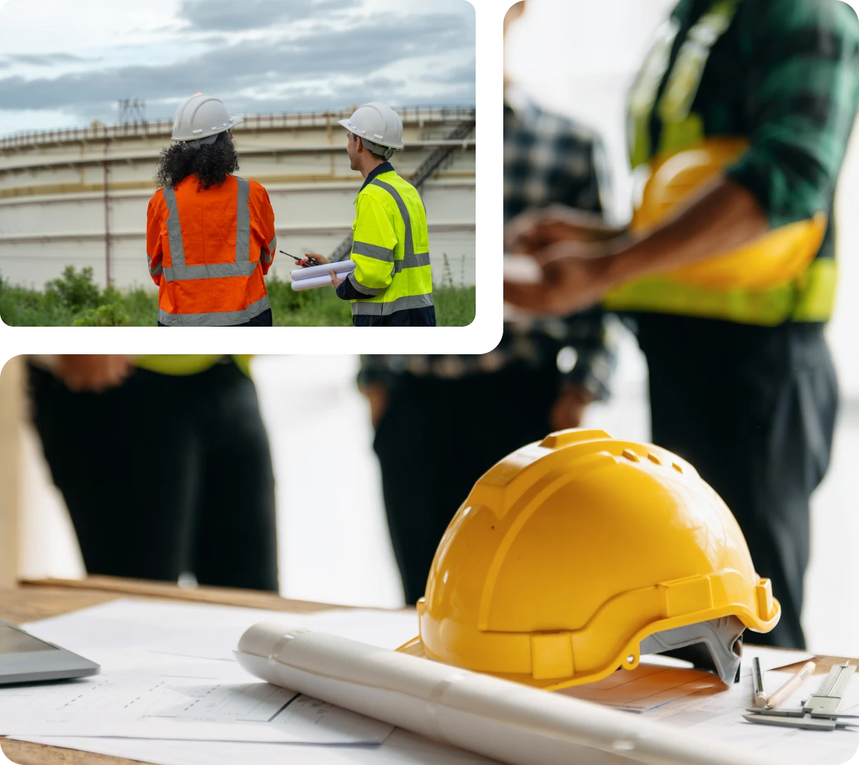Construction workers discussing project plans